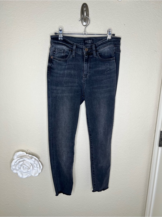Judy Blue Denim - NTM: Judy Blue Skinny Jeans Size 5/27 Black Gray Wash Raw Hem Stretch Denim
